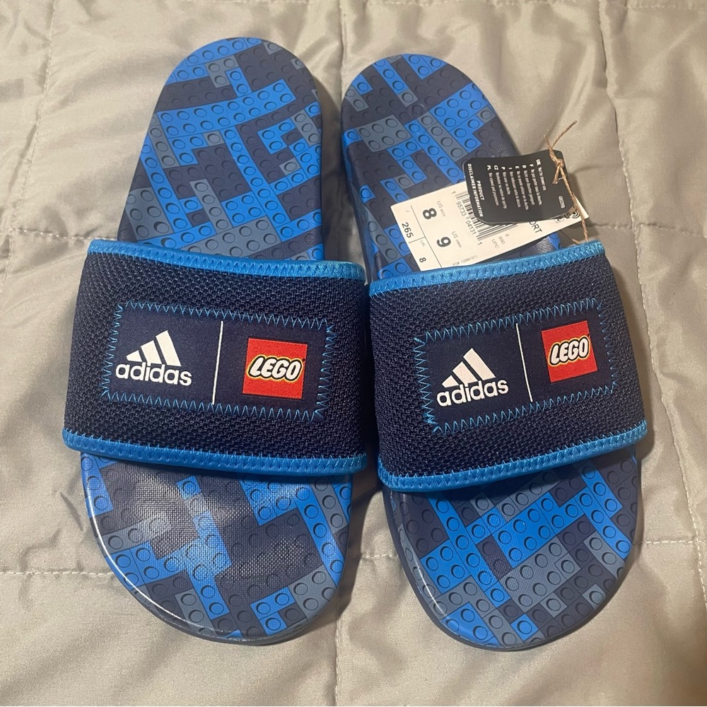 Adidas Adilette Comfort X Lego Slides Navy Blue Rush GW0823 Men’s 8 Women’s 9
